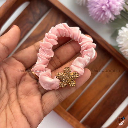 Golden Bloom Satin Scrunchie