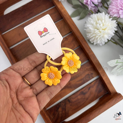 Cute Daisy Flower Hair Ties for Girls – Pack of 2
