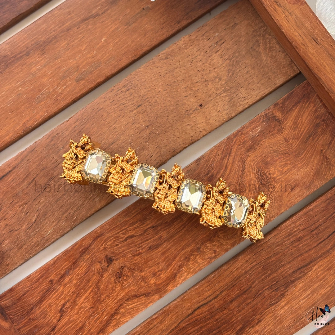 Radha Krishna Kundan Center Hair Clip