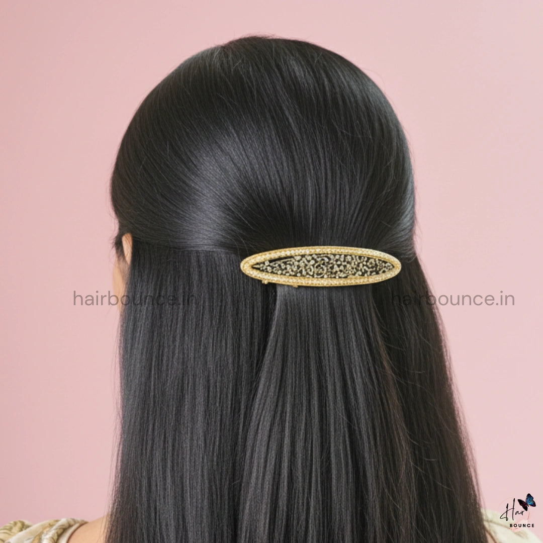 Antique Oval Embossed Hair Clip