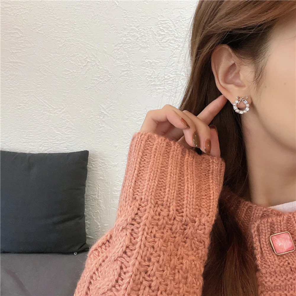 Bow Stone Earrings