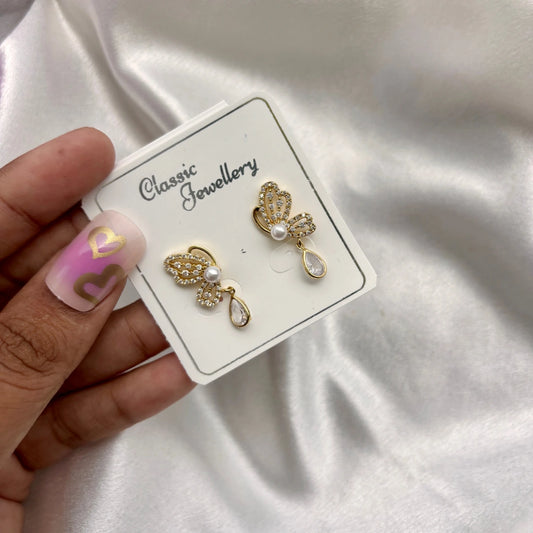 Pearl Petal Drop Earrings