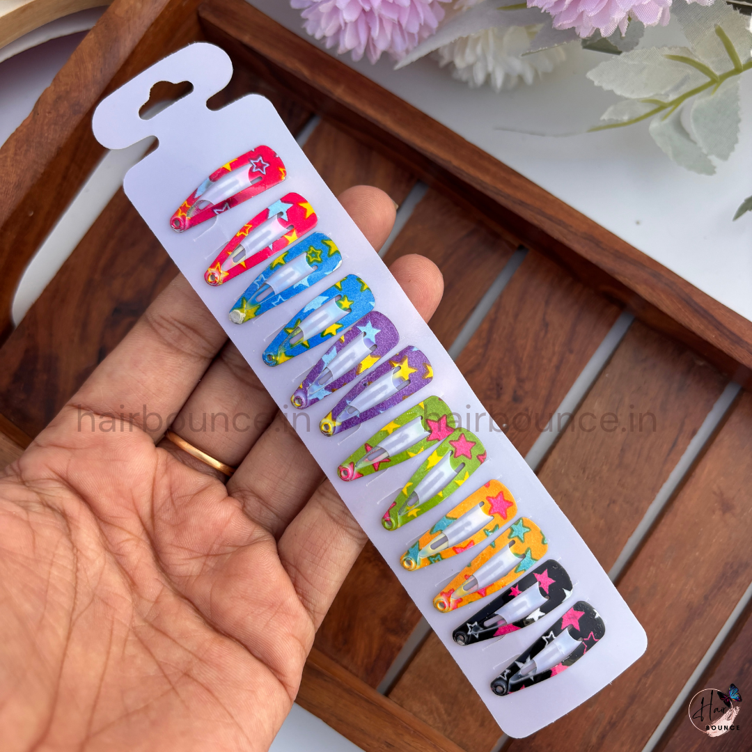 Cosmic Pop Printed Tic Tac Hair Clips – Pack of 12