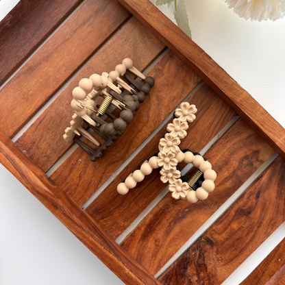 Dual Colour Flower Bubble Loop Hair Claw - Medium