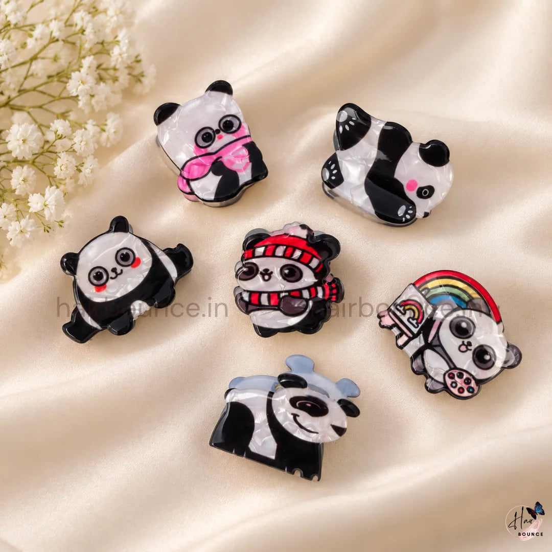 Panda Mood Mini Hair Claw Clips – Pack of 6