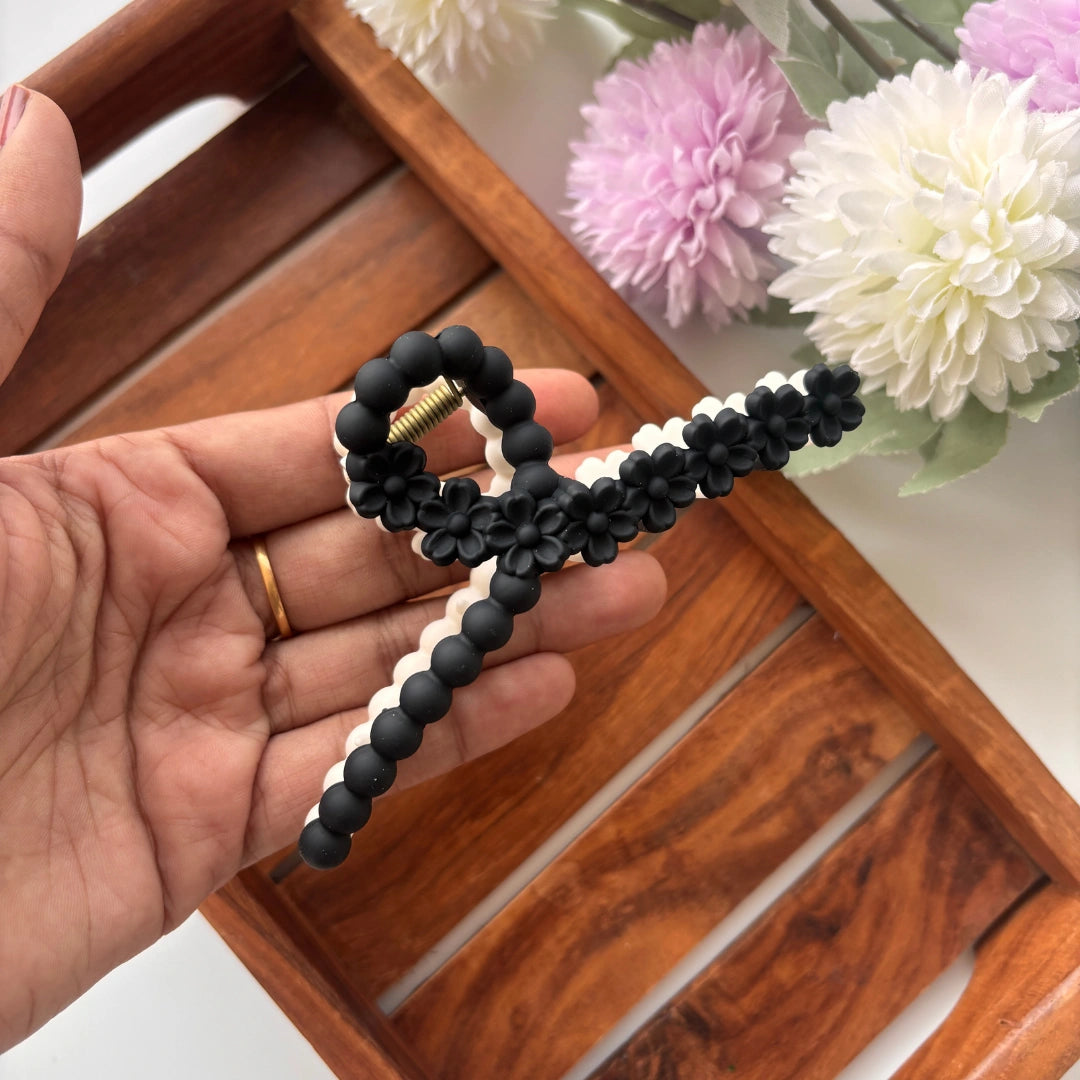 Dual Colour Flower Loop Hair Claw - Large