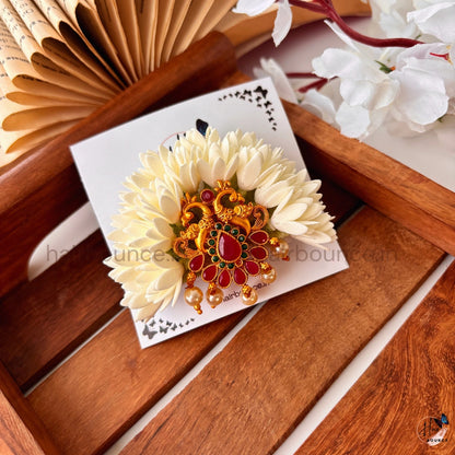 Traditional Kemp Peacock Floral Center Hair Clip