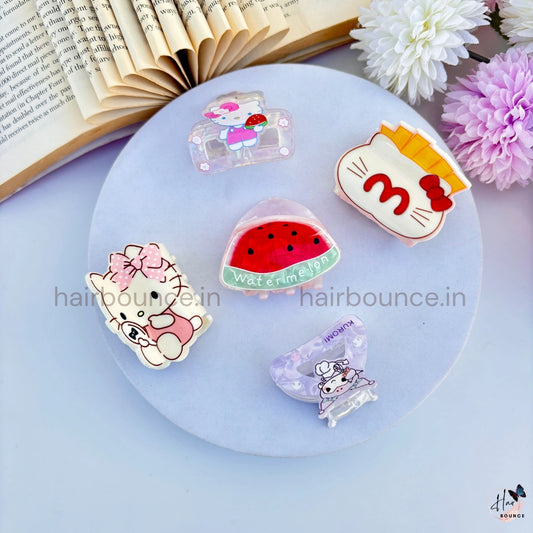 Cute Cartoon Mini Hair Claw Set – Pack of 5