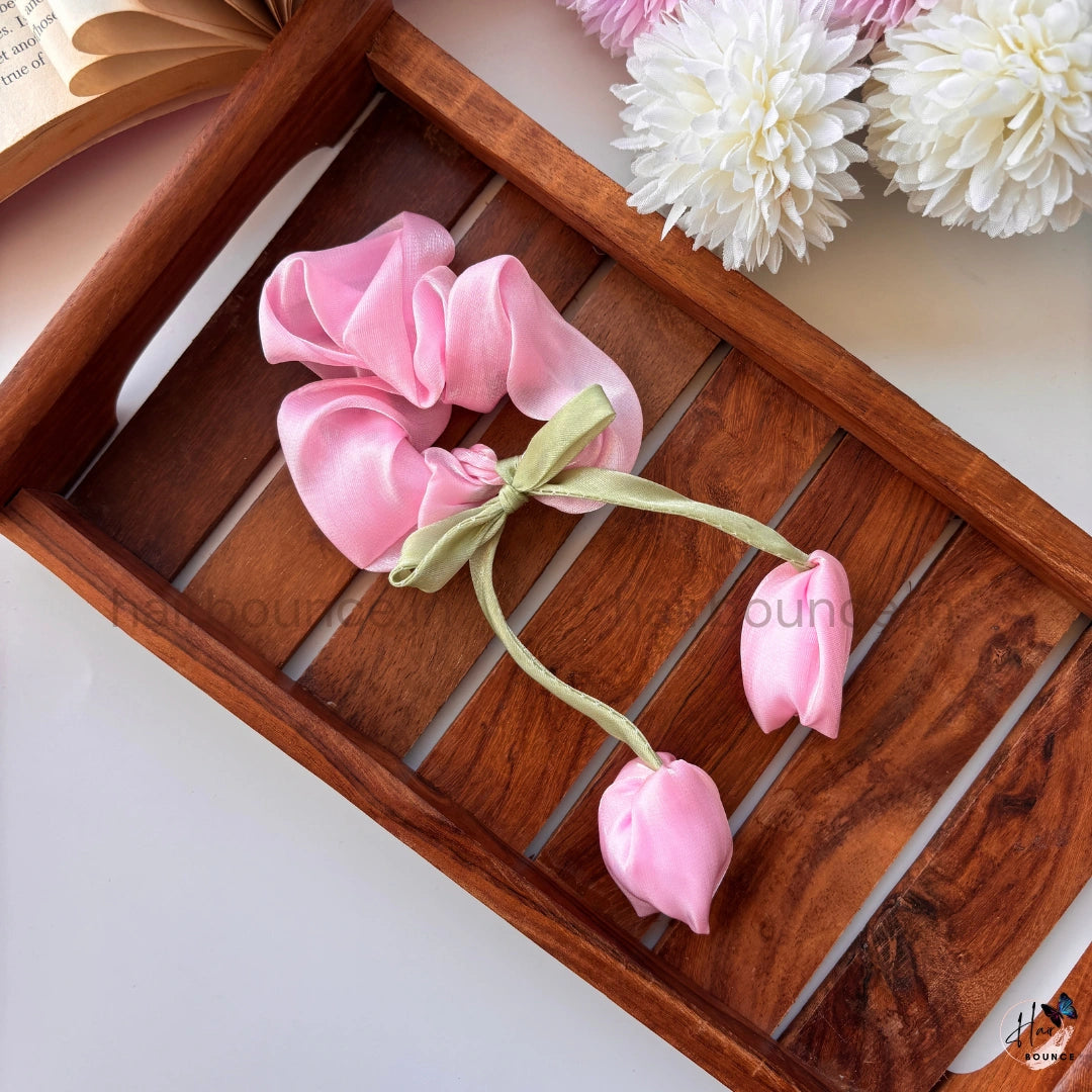 Lovely Tulip Fluffy Scrunchie - Organza