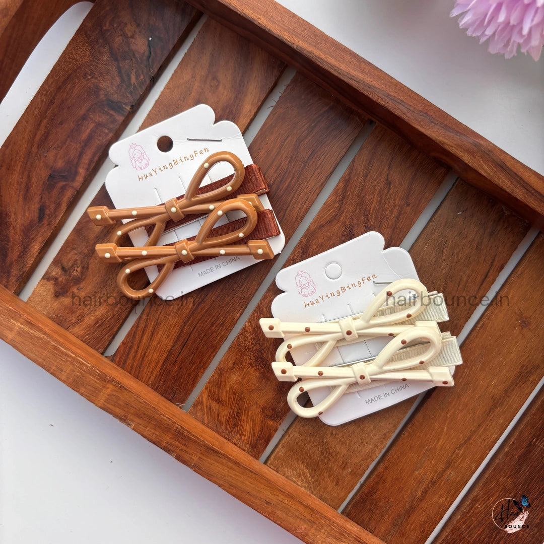 Minimal Nude Bow Hair Clips
