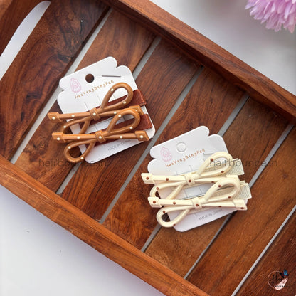 Minimal Nude Bow Hair Clips