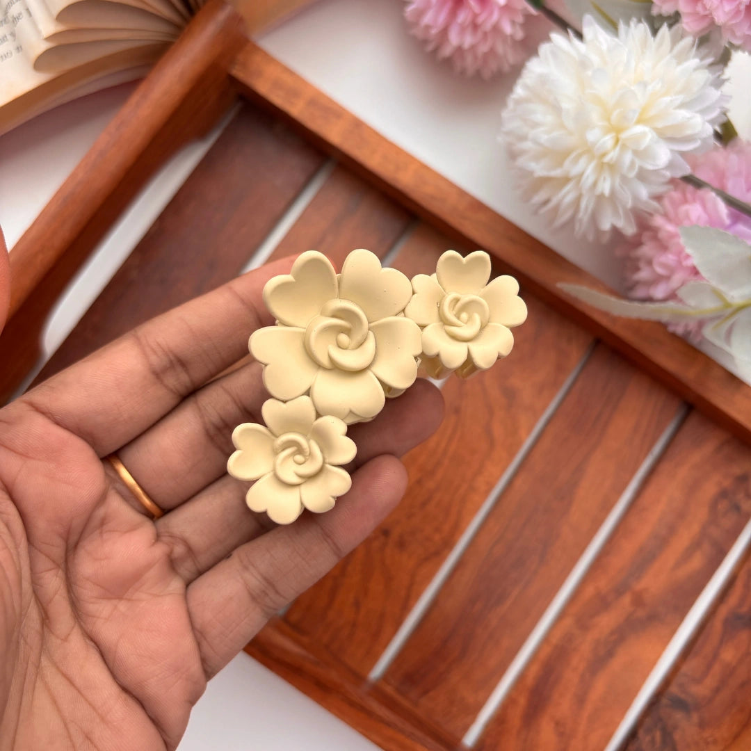 Matte Blossom Rose Hair Claw – Medium