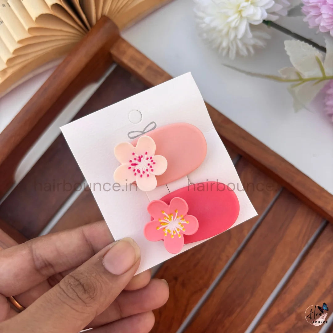 Floral Bloom Tic Tac Hair Clips – Set of 3