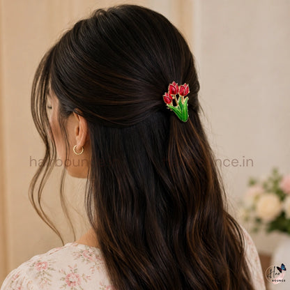 Tulip Garden Metal Hair Claw Clip - Small