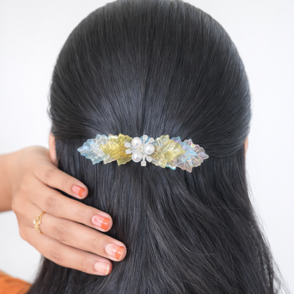 Multi-Tone Crystal Leaf Statement Clip - Assorted Colours