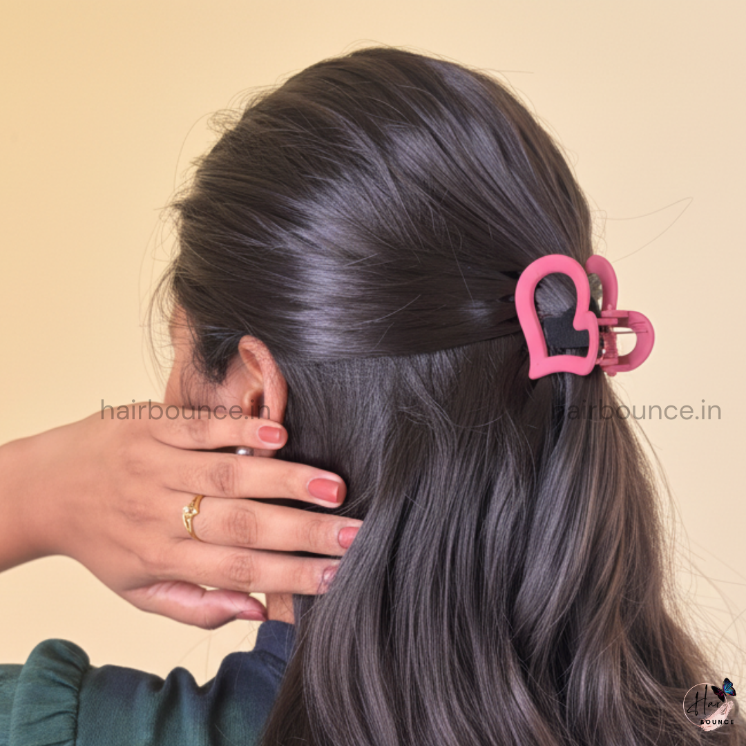 Colourful Dark Shades Heart Hair Claw - Pack of 2 / Assorted Colours