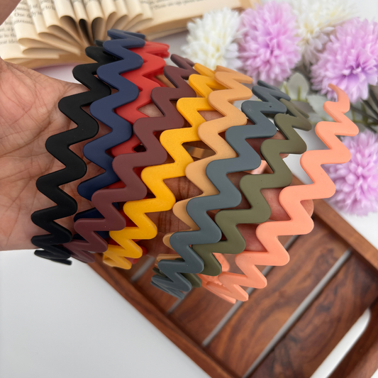 Zig Zag Matte Finish Headband - Pack of 2 (Assorted Colours)