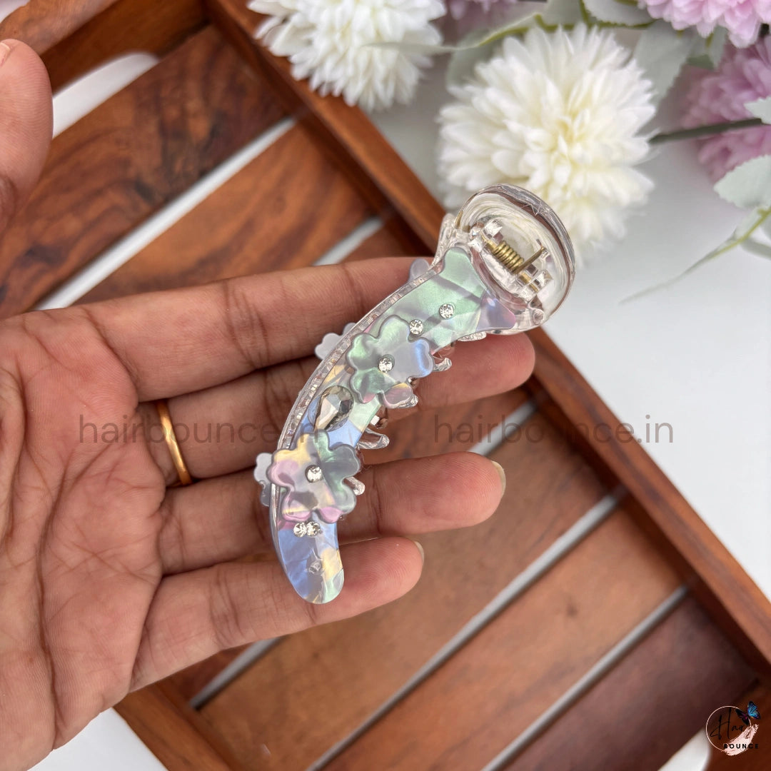 Crystal Blossom Banana Hair Clip – Medium