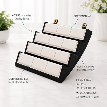 Black Foldable Multi-Slot Earring Box – 12 Slot Jewellery Organizer