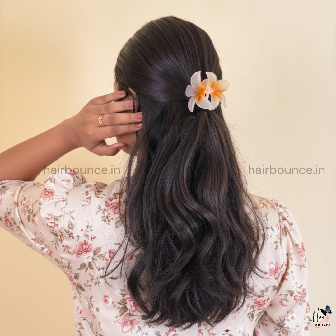 Frosted Plumeria Hair Claw – Medium