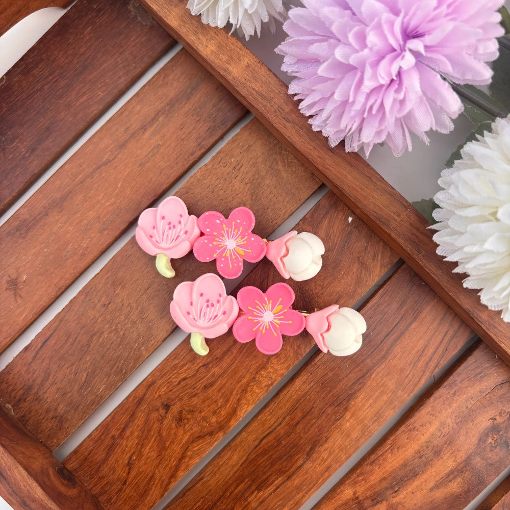 Ceramic Flower Alligator Clip - Set of 2
