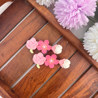 Ceramic Flower Alligator Clip - Set of 2