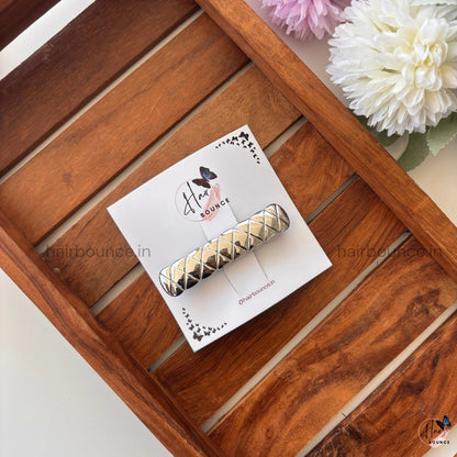 Luxe Quilted Metallic Hair Barrette – Classic Shine Edition