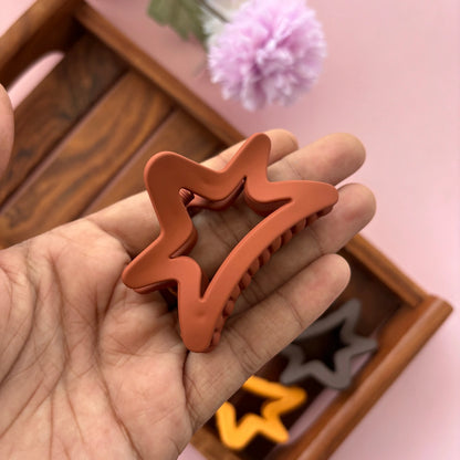 Matte Finish Star Shape Hair Claw - Medium