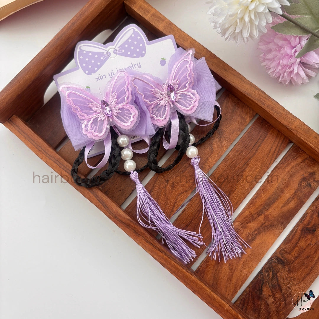Butterfly Tassel Braid Alligator Clips – Pack of 2
