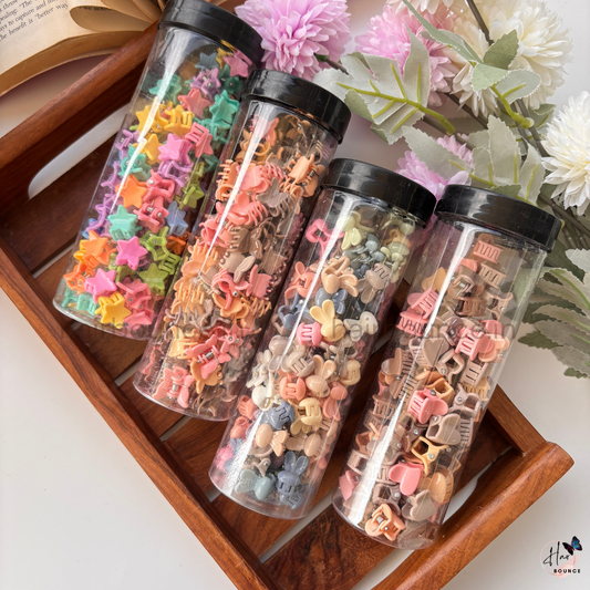 Pastel and Brown Mix Bottle of Mini Hair Claws - Pack of 95