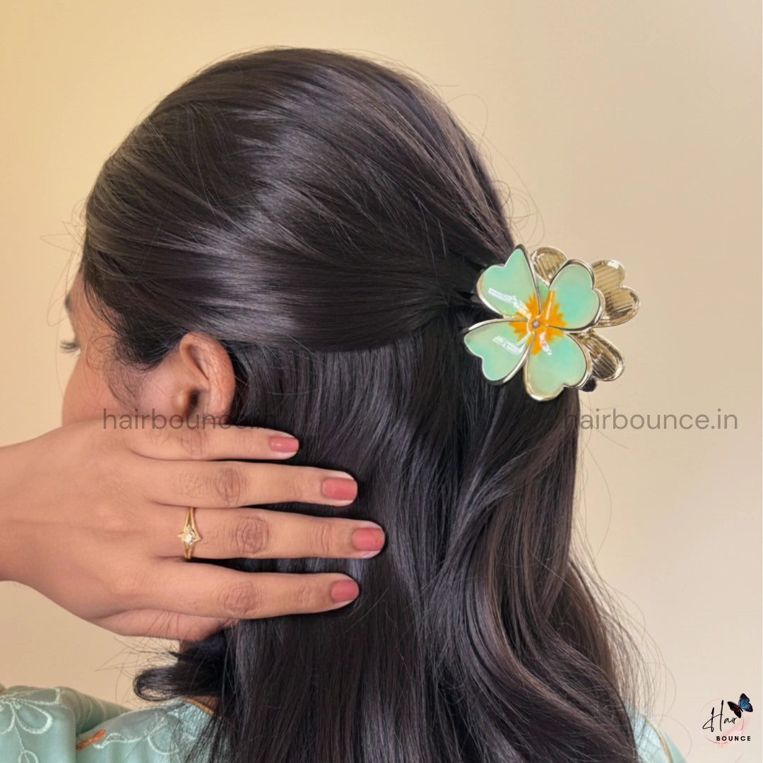 Premium Four Petal Metal Hair Claw - Large