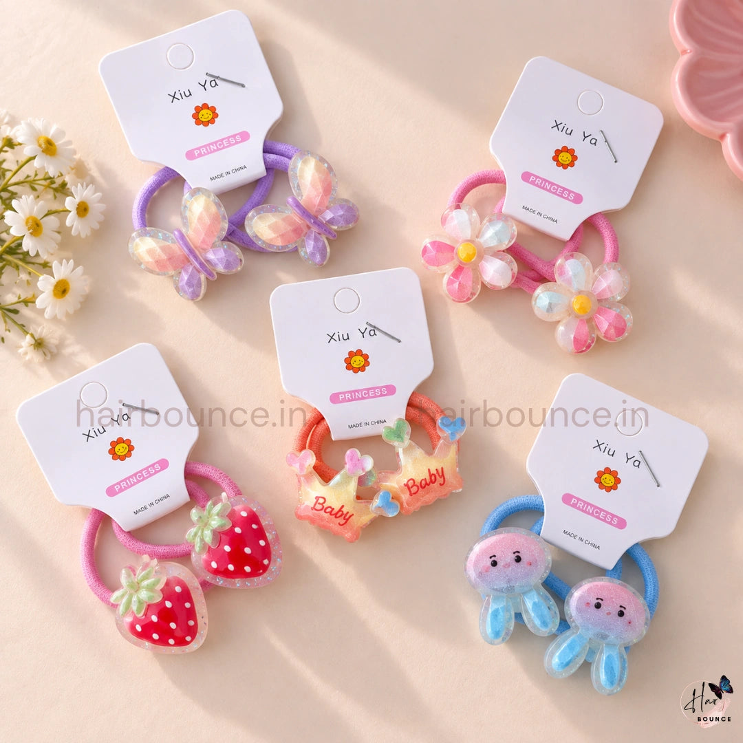 Sparkle Charm Ponytail Rubber Bands for Girls