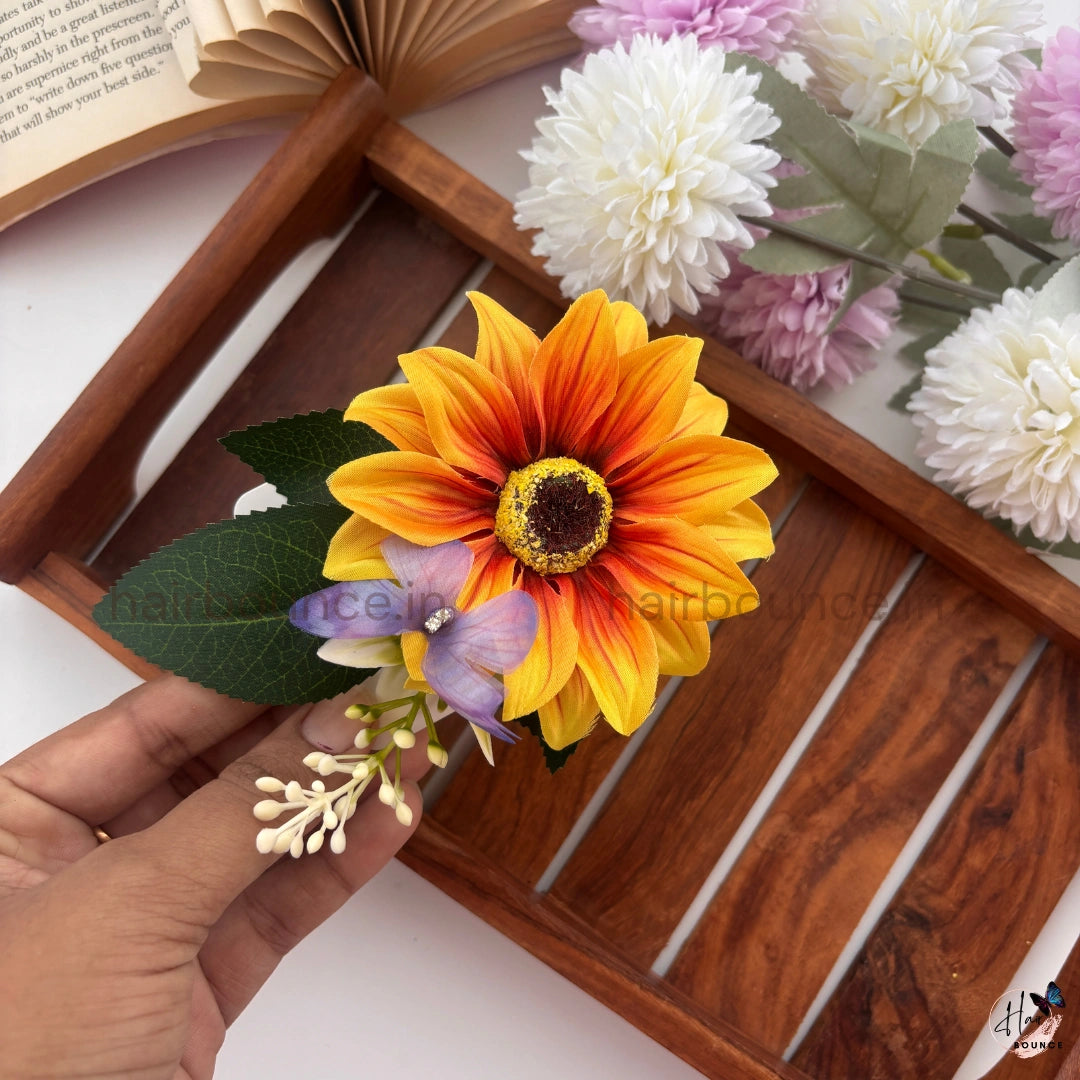 Sunflower Bloom Floral Alligator Clip