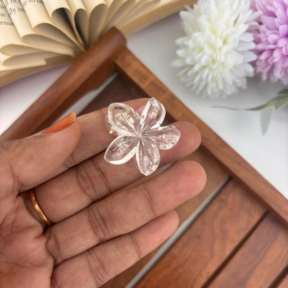 Mini Glassy Flower Hair Claw