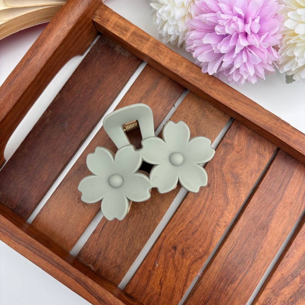Dual Colour Twin Blossom Hair Claw - Large