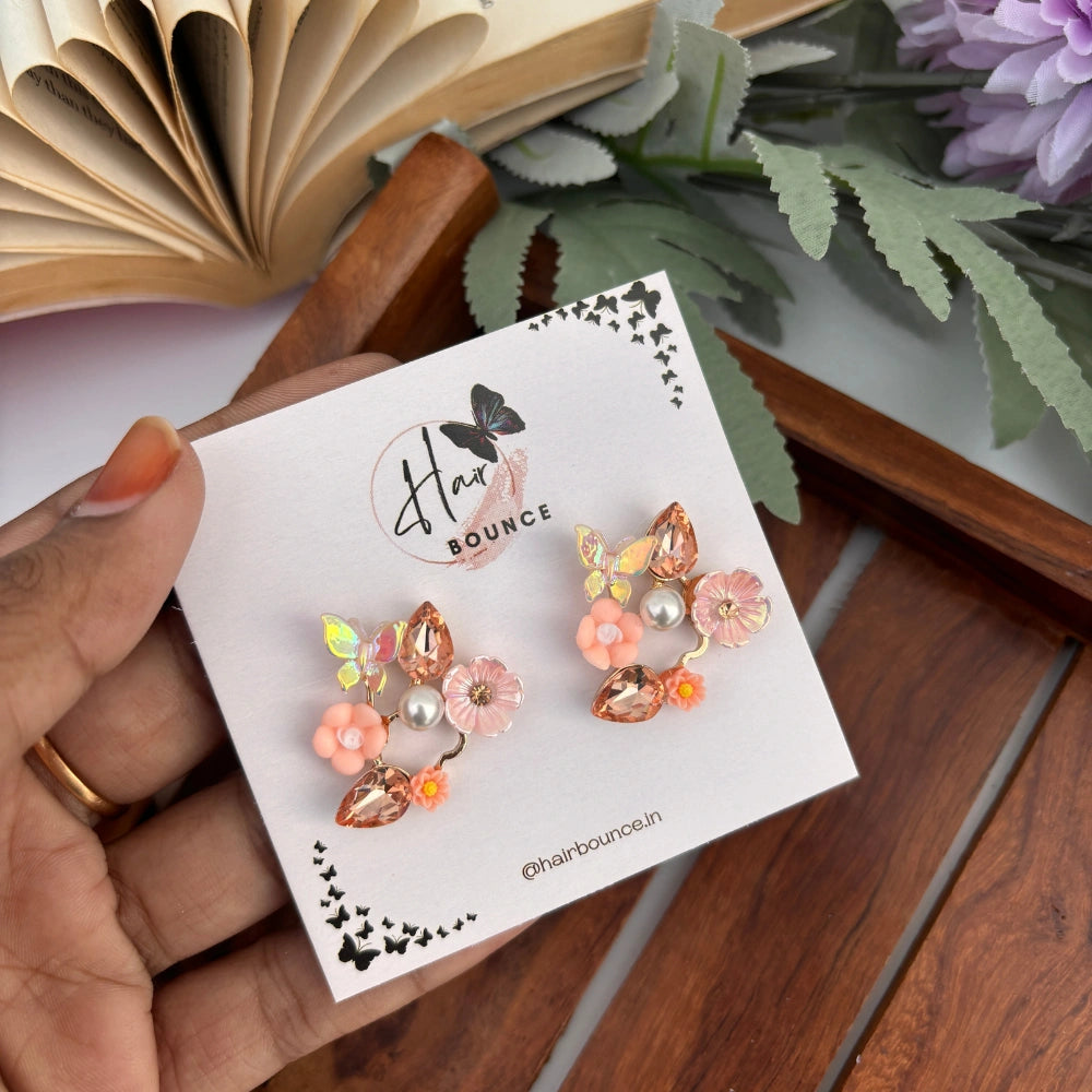 Sunlit Bloom Pearl Studs – Pink