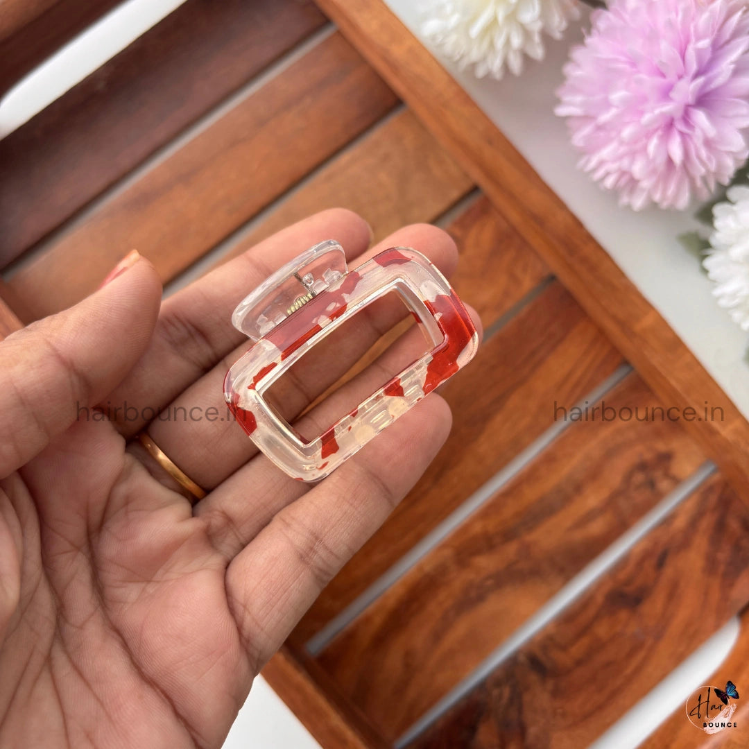 Marble Finish Square Hair Claw - Medium