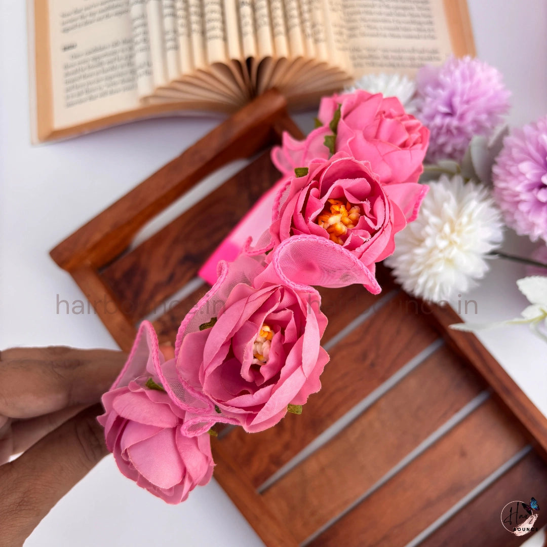 Rosé Bloom Floral Headband for Girls – Elegant Flower Hair Band