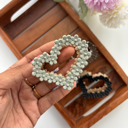 Dual Colour Flower Heart Hair Claw - Medium