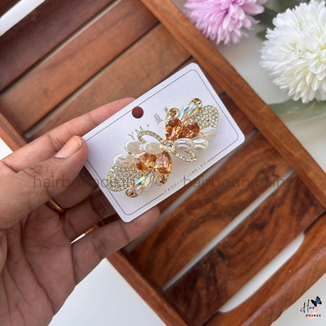 Pearl Bloom Crystal Hair Barrette – Floral Rhinestone