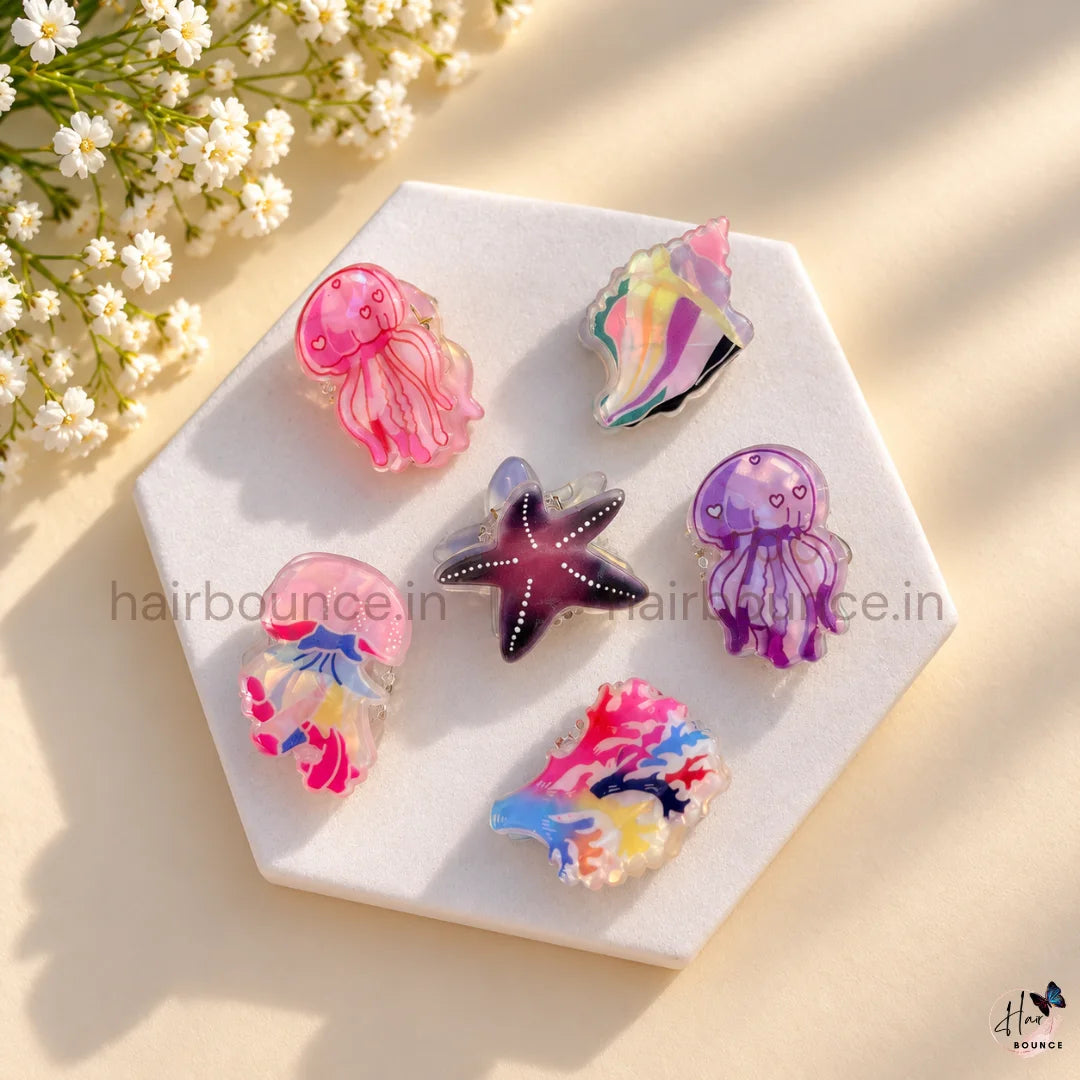 Ocean Wonders Mini Hair Claw Clips – Pack of 6