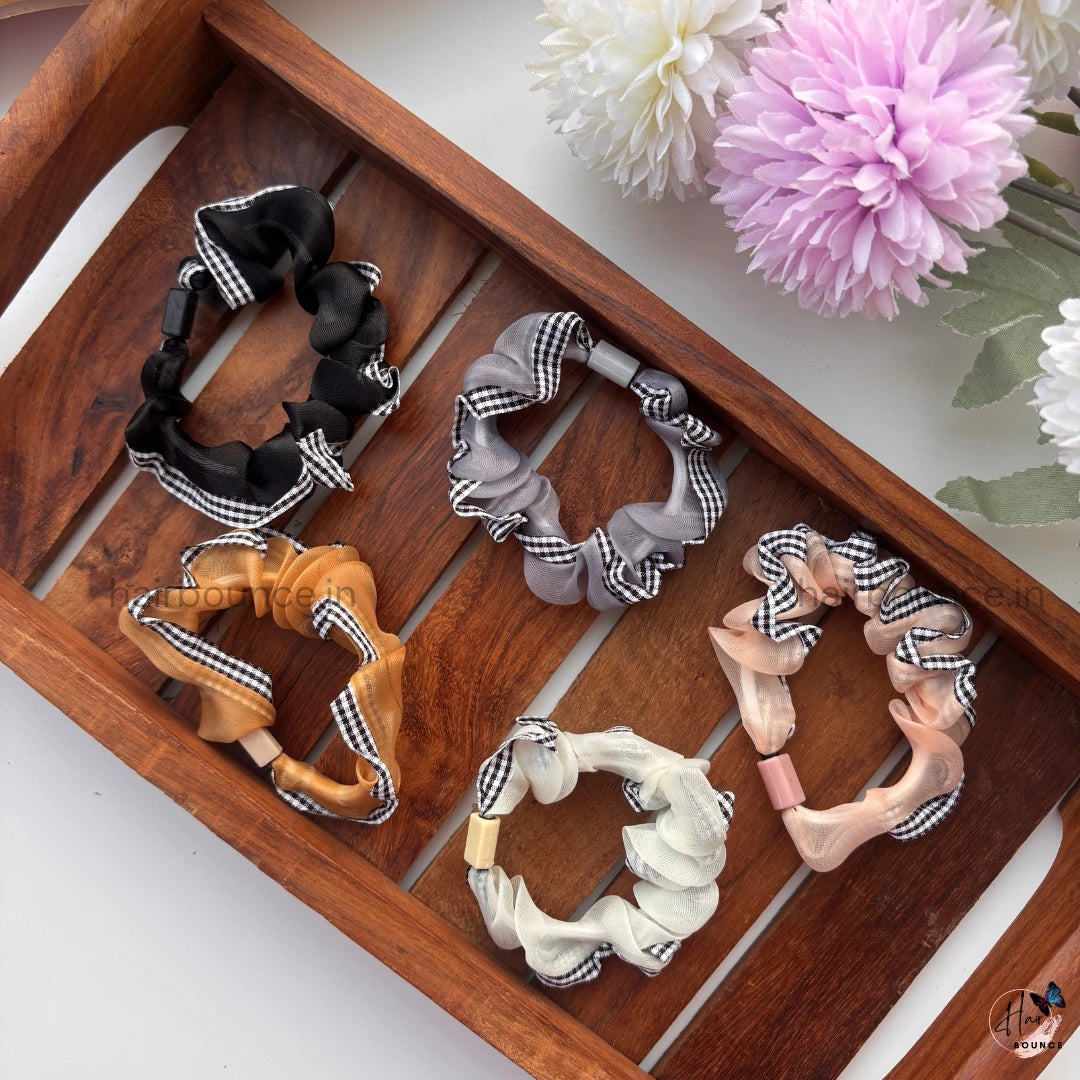 Checkered Edge Sheer Scrunchie