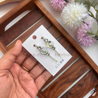 Premium Crystal Floral Drop Hair Pins