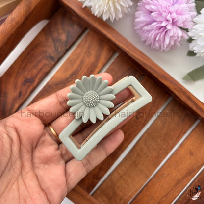 Dual-Colour Sunflower Rectangle Hair Claw – Medium