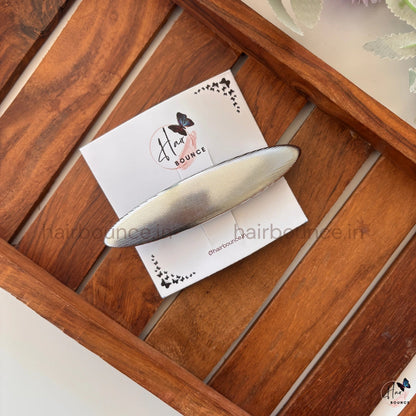 Celestia Micro-Rib Metallic Oval Barrette – Refined Luxe Collection