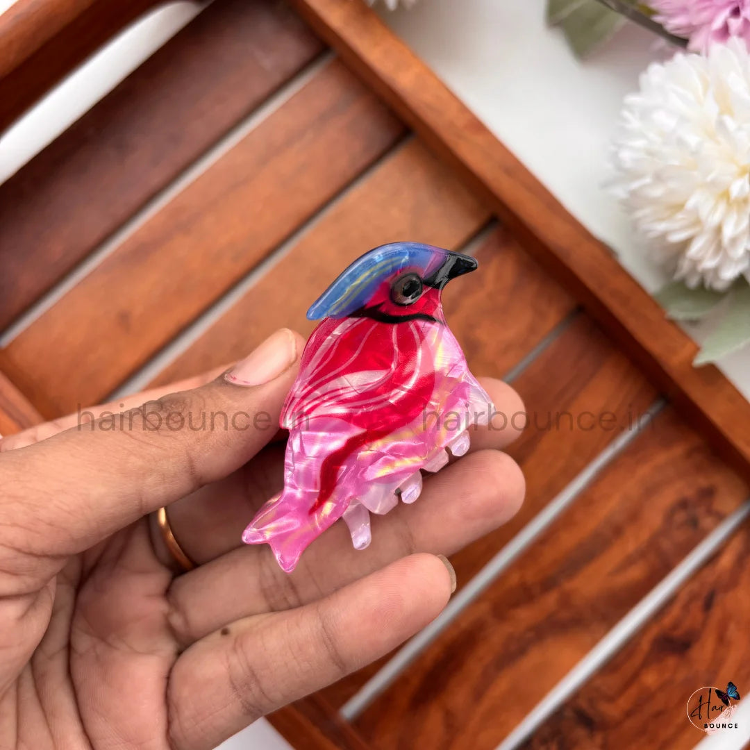Colourful Cardinal Bird Hair Claw Clip – Medium