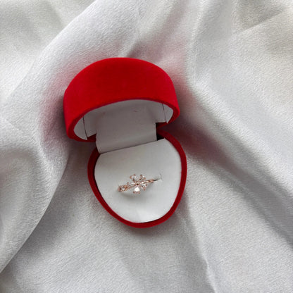 Rose Gold Floral Stone Ring – Adjustable