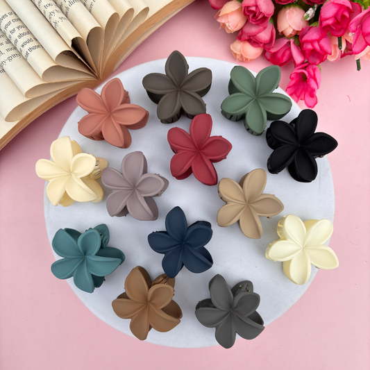 Lilly Dark Shades Flower Hair Claw Small - Pack of 2/ Assorted Colours