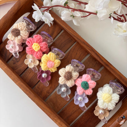Handmade Crochet Daisy Flower Banana Clip – Medium