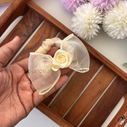 Rosette Bow Organza Scrunchie